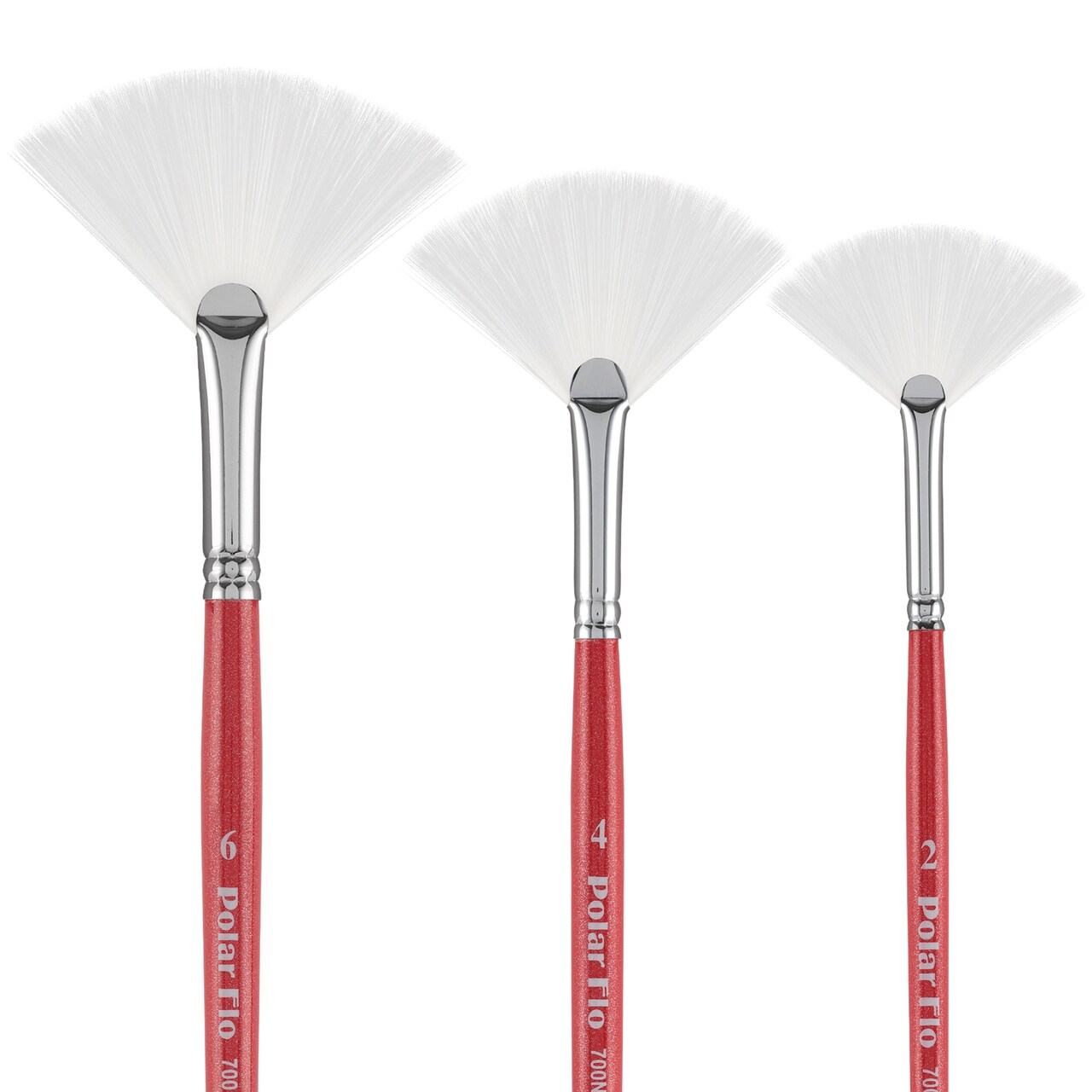 Creative Mark Polar Flo Professional Watercolor Brushes - Assorted Fan Set of 3 - Short Handle, Nickel-Plated Seamless Ferrule - Art Paint Brushes for Acrylic Painting, Watercolor, Gouache, and More